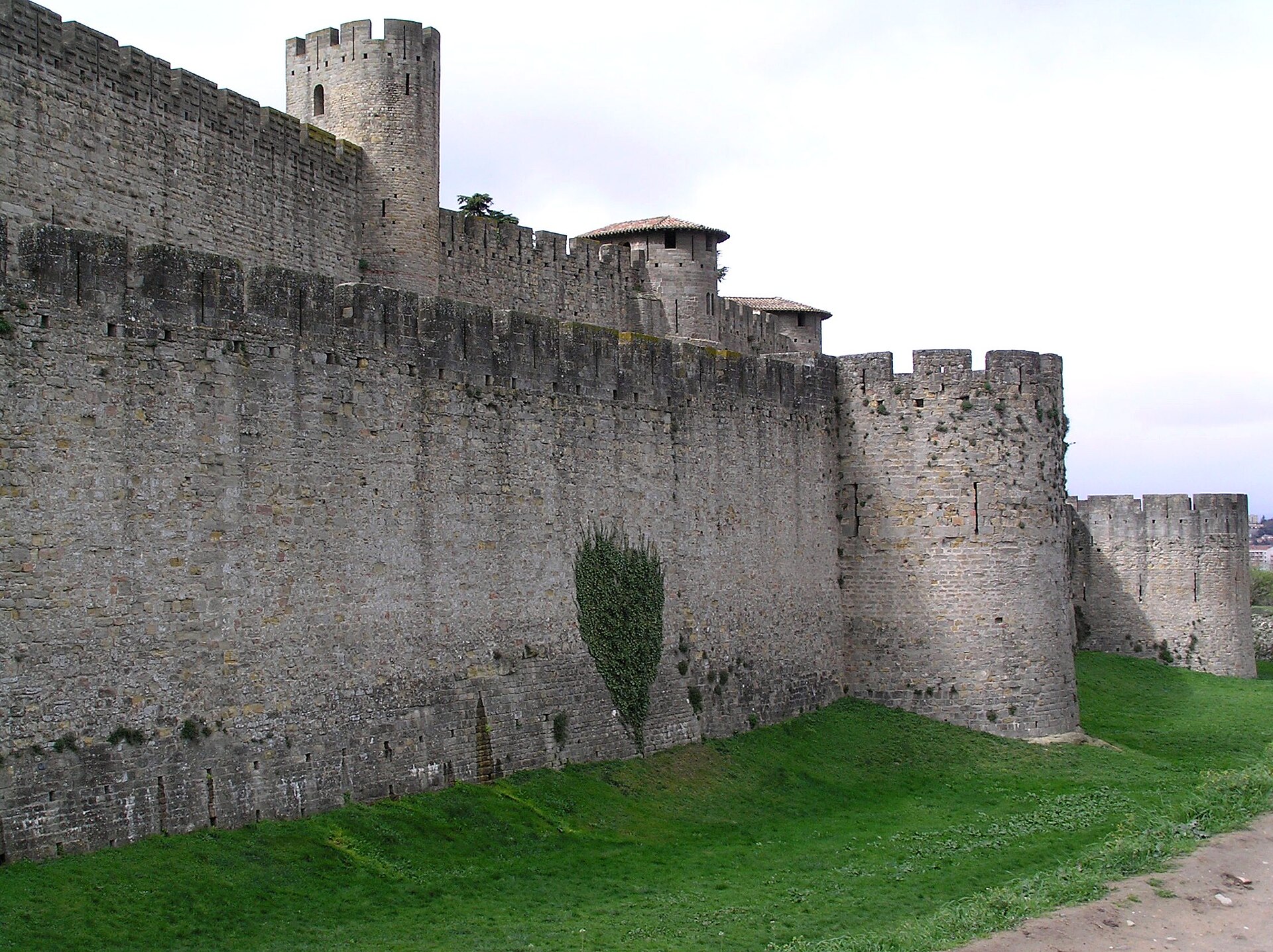 Carcassonne walls towers night